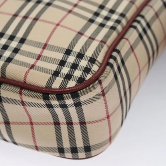 BURBERRY Nova Check Shoulder Bag Canvas Beige Red Auth 112999 - Picture 4 of 16